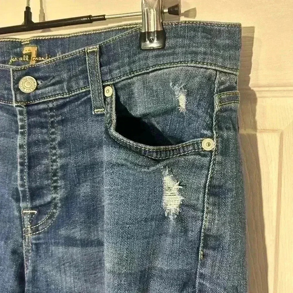 7 For All Mankind Josefina Skinny boyfriend Jeans Size 28 Button Fly Distressed - Picture 2 of 15